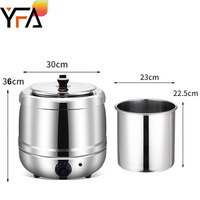 Hôtel Commercial Restaurant Pot Thermique Électrique Soupe Chauffante Pot En Acier Inoxydable Réchauffeur De Nourriture Conteneur 10/13L Réchauffeur De Soupe