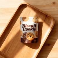 Sachet refermable personnalisé pour biscuits et snacks, avec trou de suspension et impression couleur intégrale, idéal pour l'emballage alimentaire de détail