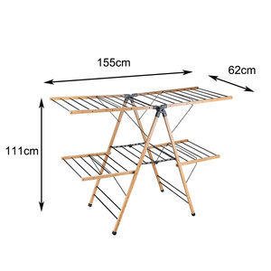 Nouveauté Séchoir à linge de style papillon pour balcon Séchoir à linge pliable en <span class=keywords><strong>bois</strong></span> en bambou - Product Image 2
