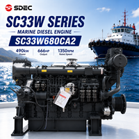 Mesin Diesel Kelautan 6 Silinder SCDC SDEC SC33W680CA2 490kW 666HP 1350RPM 32.8L dengan CCS untuk Kapal Kerja dan Kapal Teknik