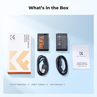 K&F Concept Lot de 2 batteries pour appareil photo Canon LP-E17 avec port de charge Type-C et indicateur de niveau de batterie 1050mAh