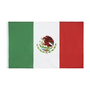 Outdoor Flying 3x5 Polyester MX Mexican Red White Green And Eagle Badge Hanging Party Mexico Flag For Celebration