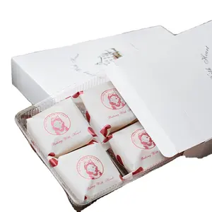 Custom Luxury Elegant Masion Castle Residence Logo Printed Matted White Rectangle Paper Box with Tray Insert for Bakery Pastry