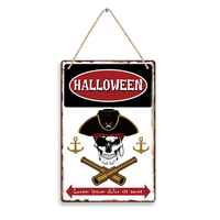 Populaire vintage Halloween pirate squelette conception en bois artisanat tenture murale en bois signe décor