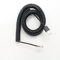 Cable de Carga Telefónico en Espiral de Cobre Puro OEM de Alta Flexibilidad USB-A Macho a RJ11 6P6C 6P4C, Plug and Play para Sistema de Alarma