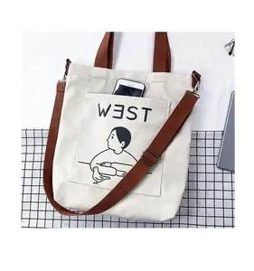 Tas Kanvas Wanita Daur Ulang Tas Pantai Kanvas dengan Logo Cetak Kustom - Product Image 3