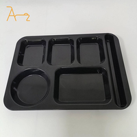 Assiette en plastique rectangulaire à six compartiments, assiette pour restauration rapide, cantine scolaire, assiette divisée, assiette à déjeuner, buffet, assiette divisée