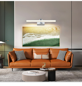 Luminaire mural LED minimaliste pour salle de bain, corps en aluminium, abat-jour en acrylique, finition argentée, lampe pour miroir de salle de bain - Product Image 3