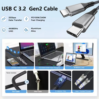 Cable USB 3.2 Gen 2x2 Tipo C a C LUNGKAY, 20 Gbps, Carga Rápida PD de 100 W, Cable Blindado con Trenzado de Nailon Personalizado para Laptop/Monitor