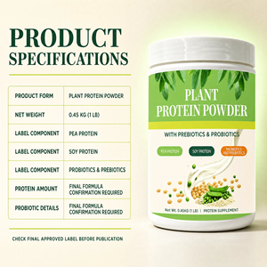 Proteína Vegetal en Polvo, Proteína de Guisante <span class=keywords><strong>y</strong></span> Soya, Prebióticos, Probióticos, 1LB, Polvo Instantáneo <span class=keywords><strong>para</strong></span> Adultos, Crecimiento Muscular, Suplemento Energético Herbal - Product Image 3