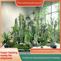 Cactus artificiel grand format style rustique naturel, plante en pot, décoration scène désertique tropicale, bonsaï en plastique PE