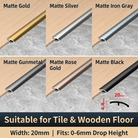 Profilé de transition en alliage d'aluminium pour sols en bois - Bande de transition anodisée durable et résistante à l'eau pour seuils et rampes hauts/bas, largeur 20 mm