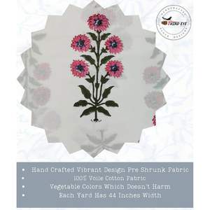 Tela de Algodón Estampada a Mano con Diseño de Ojo Indio, Ligera, con Patrón Floral, Transpirable y Ecológica, Rb-138 Rosa, Textil para el Hogar - Product Image 3