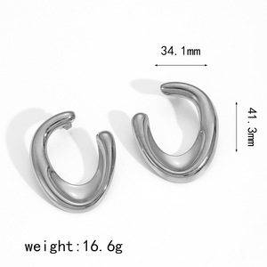 U Shaped <b>Titanium</b> Steel <b>Stud</b> Earrings Geometric Design Gold Silver Color Fashion Jewelry For Women - Product Image 4