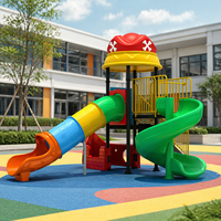 Aire de jeux extérieure pour enfants avec toboggan en spirale et panneaux d'activités pour la maternelle et l'école