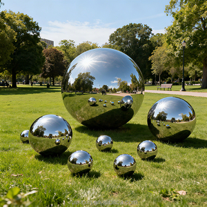 Nhìn toàn cầu gương bóng bạc Thép không gỉ đánh bóng phản chiếu mịn nghệ thuật Deco kim loại thủ công mỹ nghệ vườn hình cầu - Product Image 4