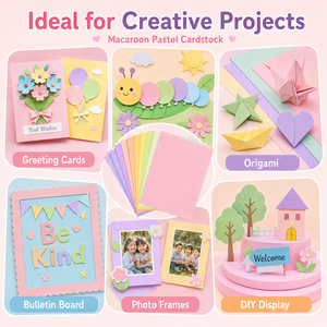 Papier cartonné couleur <span class=keywords><strong>macaron</strong></span> A4 10/50 feuilles pastel pour bricolage, fabrication de cartes, impression, scrapbooking, artisanat - Product Image 6