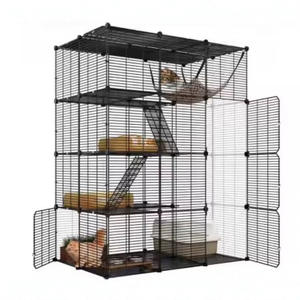 Ev kullanımı için ekstra büyük <span class=keywords><strong>DIY</strong></span> ücretsiz montaj kedi kafesi katı desen Metal inşaat çoklu boyutları küçük hayvanlar çelik - Product Image 3