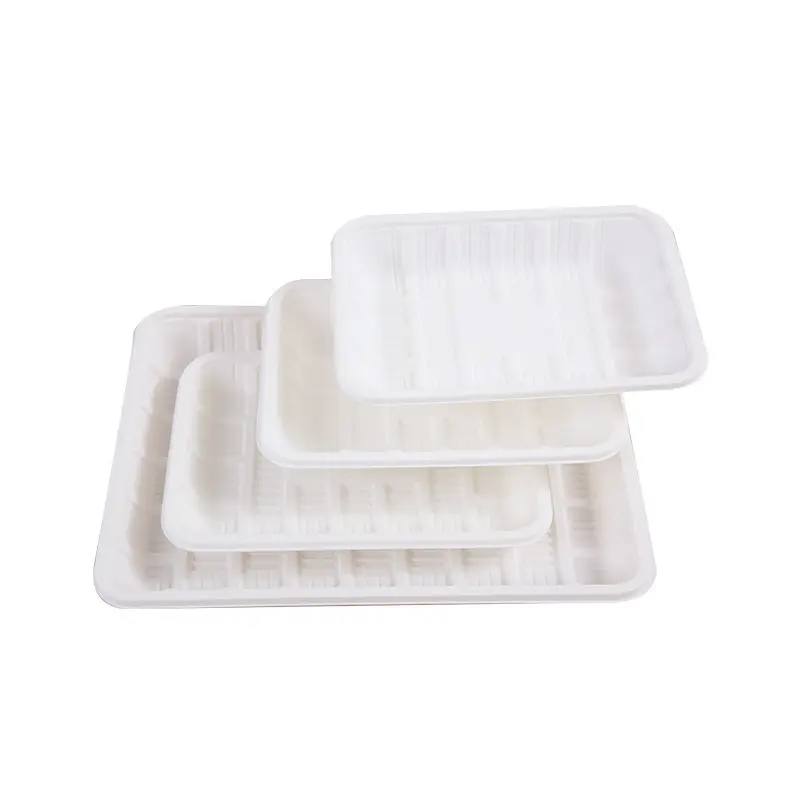 Custom Factory Price Disposable Food Trays Biodegradable Fruit and Vegetable Packaging Trays Cornstarch Food Serving Plates