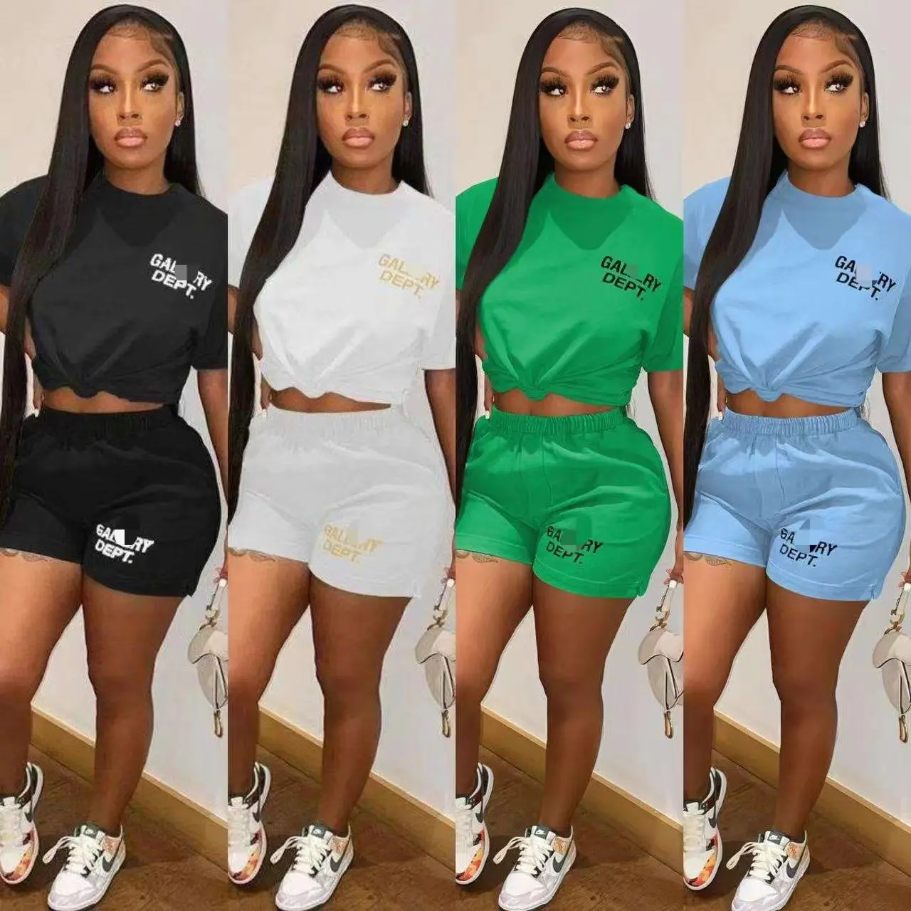 Jogging Wear Letter Print Crop Top Tracksuits American Women S Sets Shorts 2023 Two Piece Set Women Plus Size Women'S Clothing