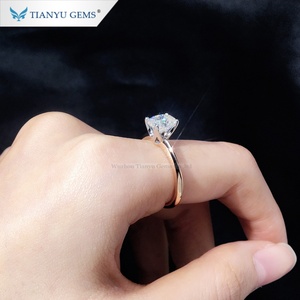 Tianyu Gems Moissanite Anillo de compromiso Corte ovalado 6*8mm DEF VVS Piedra principal limpia y blanca - Product Image 5