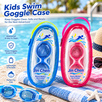 Étui à lunettes de natation en PVC transparent avec fermeture éclair, poignée souple pour enfants, thermosoudé, étanche, pour l'école, les voyages, la gym, la plage, impression personnalisée, OEM
