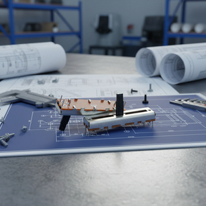 Potenciómetro deslizante simple/doble B50K de 30 mm con estuche de viaje de hierro de 45.3*8.3*7.0 mm y paño antipolvo - Product Image 1