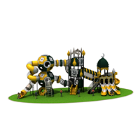 Aire de jeux extérieure commerciale sur le thème islamique pour enfants, avec toboggan ondulé, structure d'escalade sphérique, en LLDPE et acier galvanisé, personnalisable OEM pour parcs, écoles et centres de villégiature
