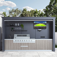 Nouvelles Arrivées Cuisine d'Extérieur Personnalisée Étanche avec Barbecue, en Acier Inoxydable pour Jardin/Cour, avec Abris