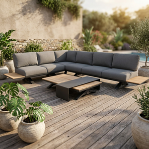Conjunto de Sofá Seccional Moderno en Forma de L con Cojines de Tela y Patas de Metal para Sala de Estar - Product Image 2
