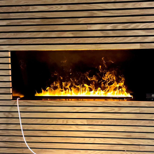 Modern Royal Style Indoor Electric Fireplace <strong>Heater</strong> 3D Media Double Line LED Light Water Mist Steam Steel Insert Remote Control - Product Image 6