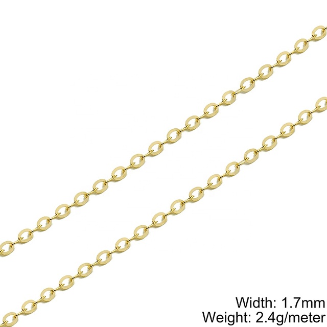 Wholesale Genuine Gold Chain in Roll by Meters 14K Real Gold Flat Cable Chain for Permanent Jewelry Making