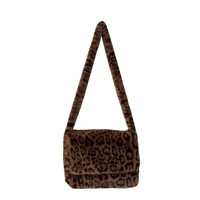 Sac à main fourrure grande capacité pour femme, sac bandoulière imprimé léopard en fausse fourrure, sac à bandoulière vintage doux en peluche pour femme