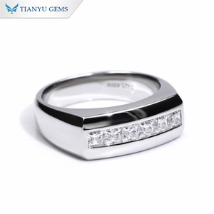 Alliance de mariage pour <span class=keywords><strong>homme</strong></span> Tianyu 3MM en moissanite taille princesse, diamant de laboratoire, bijoux fins personnalisés, or massif 10K 14K 18K - Product Image 1
