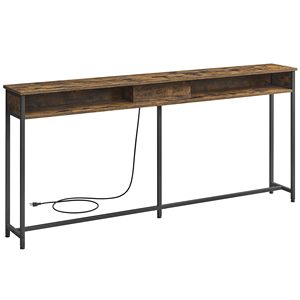 <strong>Console</strong> <strong>Table</strong> with Shelves and Charging Station Outlet for Behind Sofa <strong>Skinny</strong> Entryway or Living Room Furniture - Product Image 1