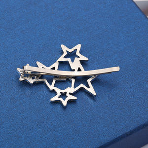 Pince à cheveux coréenne en alliage de zinc électroplaqué, double étoile à cinq branches, pince latérale pour frange, accessoire de coiffure pour femme, style japonais et coréen - Product Image 4