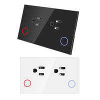 Prise murale intelligente Wifi/Zigbee avec écran tactile en verre, double prise, minuterie, surveillance de la consommation électrique, compatible avec Google Alexa, 120 US AU Tuya Smart Life