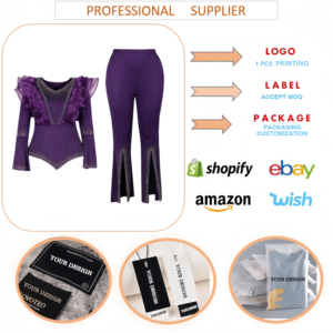 11018 Tenues africaines de luxe pour femmes, ensemble 2 pièces pour soirée, haut à col en V avec strass et manches à volants, <span class=keywords><strong>pantalon</strong></span> évasé fendu pour femmes - Product Image 6