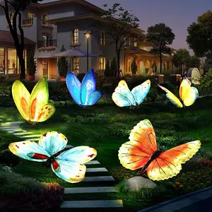 Dekorasi taman tema kustom pabrik patung kupu-kupu serat kaca bercahaya patung hewan