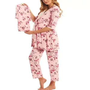 Mutterschaft Nachtwäsche Pyjama Stillen Schlaf Set 100% Baumwolle Kinder Nachtwäsche Schwangerschaft Set Stillen Casual Pyjamas Nachtwäsche für Frauen