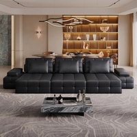 Sofá Seccional Eléctrico Reclinable de Cuero Negro, Modular, para Apartamento u Hospital, Diseño Moderno, Multiusos