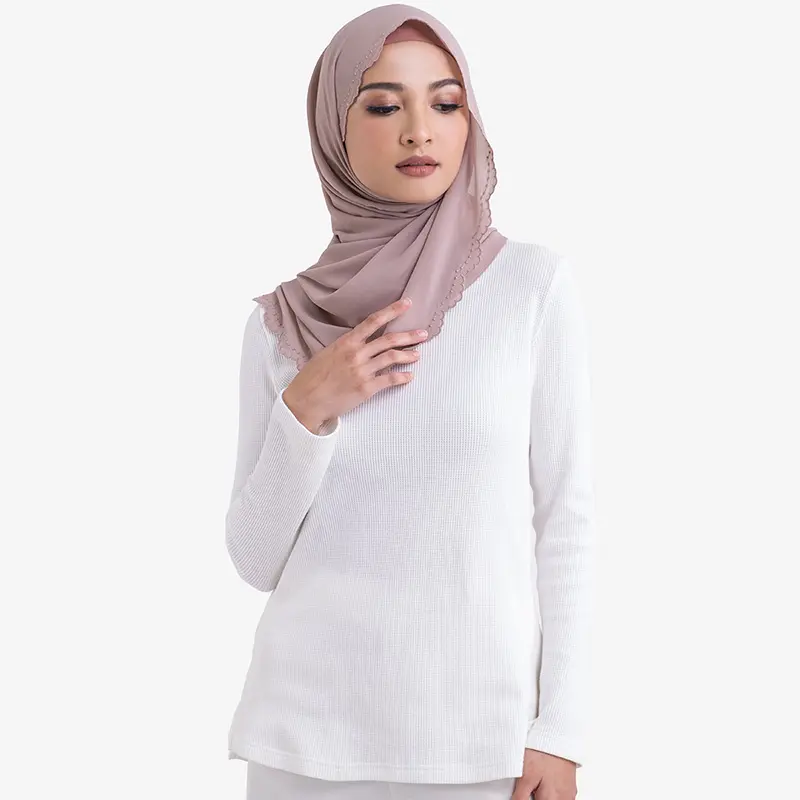 Khăn Voan Thêu Viền Hồi Giáo 2022 Bán Chạy Nhất Cho Phụ Nữ Khăn Choàng Hijab Malaysia Tùy Chỉnh