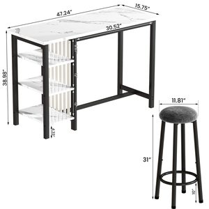 Bán buôn truy cập Chiều cao in bóng đá cẩm thạch bàn ăn sáng với phân nhà Thanh đồ nội thất thanh bảng - Product Image 2