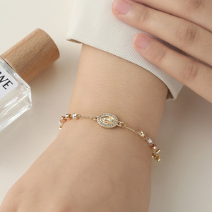 Cadena Delicada, Joyería Sencilla y Linda para Niñas, Cruz de la <span class=keywords><strong>Virgen</strong></span> de San Benito, Pulsera de la <span class=keywords><strong>Virgen</strong></span> de Guadalupe para Mujer - Product Image 2