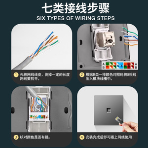 Panneau réseau blindé Cat 7, montage mural RJ45, connecteur Ethernet ignifuge à 1 port - Product Image 4