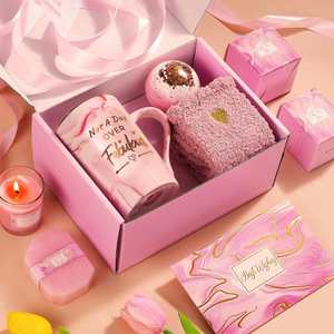 Birthday Gift Basket for Women with Fuzzy Socks Scented Candle Thoughtful Mother's Day Comfort Gift Set Return Gifts for Friends - Product Image 1