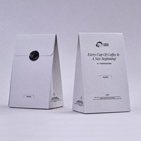 Boîte à café personnalisée en petite quantité, écologique, biodégradable, recyclable, en papier kraft triangulaire, imprimée quadricolore, auto-érectible