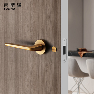 Modern Design Yellow Bronze Alloy <strong>Door</strong> <strong>Knob</strong> High Standard Interior Lock Handle for <strong>Bedroom</strong> Simple Style for Interior Use - Product Image 5