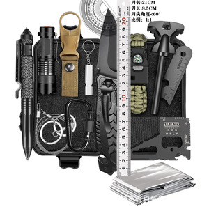 Kit de survie en plein air 11 en 1, outils d'urgence compacts en alliage d'aluminium pour les premiers secours en milieu sauvage et équipement de sauvetage SOS - Product Image 1