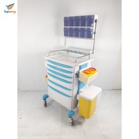 Carrito de Tratamiento Médico Profesional Moderno con 3 Cajones, Carro de Enfermería de Hospital de ABS, Estante para Anestesia, Carro de Tratamiento para ER y UCI